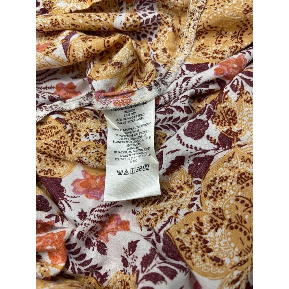 Pilcro Anthropologie Romy Relaxed Button Down Shirt Large Yellow Floral Paisley - Picture 5 of 7